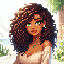 "16-bit pixel art Minecraft-style portrait of a woman, with long flowing brown hair, bright green ey