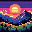 "16-bit pixel art Minecraft-style minimalist sunset, vibrant yellow sun with a smooth round shape, c