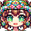 "16-bit pixel art Minecraft-style cute girl face, big sparkling green eyes, cheerful expression, bro