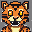 "16-bit pixel art Minecraft-style orange tiger, vibrant orange fur with black stripes, bright yellow