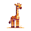 "16-bit pixel art Minecraft-style giraffe, tall and slender body in warm golden yellow with brown sp