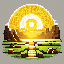 "16-bit pixel art Minecraft-style minimalist sunset, vibrant yellow sun with a smooth round shape, c