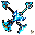 Create a Minecraft-style fantasy battle axe texture, 32x32 pixel art, transparent background, glowin