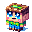 "16-bit pixel art Minecraft avatar icon, a cute blocky character with a big smile, wearing a green s