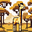 "16-bit pixel art Minecraft-style giraffe, tall and slender body in warm golden yellow with brown sp