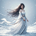 Ga girl in snow with kleid