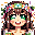 "16-bit pixel art Minecraft-style cute girl face, big sparkling green eyes, cheerful expression, bro