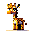 "16-bit pixel art Minecraft-style giraffe, tall and slender body in warm golden yellow with brown sp